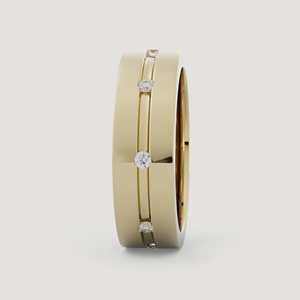 Anillo de boda para hombre con ranura de diamantes, engaste redondo de laboratorio, 6 mm, joyería fina moderna de lujo al por mayor, oro macizo de 10K, 14K, 18K - Product Image 3