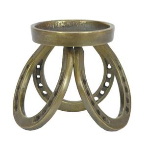 Support de bougie artisanal en laiton antique style fer à cheval, accessoires de table, décoration de Noël - Product Image 5