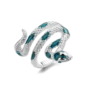 Snake Shape <b>925</b> <b>Silver</b> <b>Ring</b> Rhodium Plated Punk Style Unisex Everyday Wear - Product Image 4