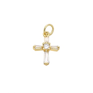 Vente en gros de pendentifs en argent sterling 925 plaqué or avec zircone cubique baguette, bijoux fins, Memoria Jewels - Product Image 1