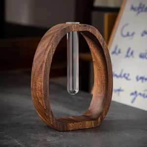 Estación de Propagación de Madera con Tres Recipientes Ovalados, Juego de Jarrones de Vidrio para Plantas Hidropónicas, Decoración Moderna para Hogar y Oficina - Product Image 2