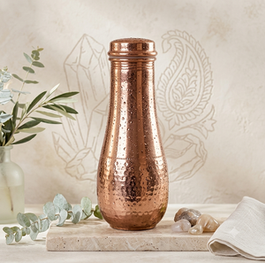 Bouteille d'eau en cuivre poli brillant, design minimaliste, portable, pour les voyages et la randonnée, vaisselle de voyage, bouteille en cuivre poli brillant - Product Image 5