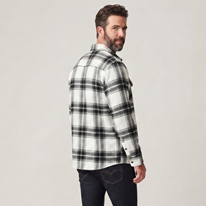 OEM Men's <b>Flannel</b> Shirt <b>Jackets</b> Men Turn Down Collar Button Down Chest Pocket Plaid <b>Jacket</b> Men Winter Style Acid Wash Shirt Mens - Product Image 2