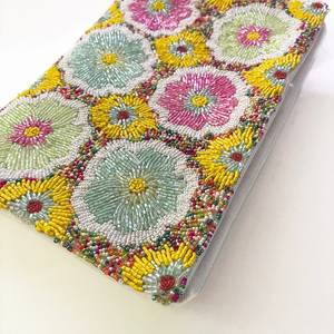 Bolso Rectangular Bordado a Mano con Cuentas de Algodón y Flores, con Cierre y Base de Poliéster, para Fiestas y Viajes - Product Image 2