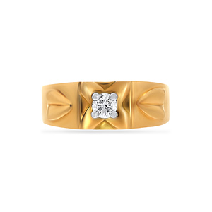 Anillo Solitario Brave Heart para Hombre, Anillo Clásico Ancho de Oro con Diamante Redondo Brillante, Joyería Moderna para Hombre - Product Image 3