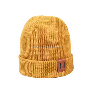 New Wholesale Unisex Winter Knitted <b>Beanie</b> for Adults 100% <b>Wool</b> Warm <b>Beanie</b> <b>Hat</b> with Custom - Product Image 1