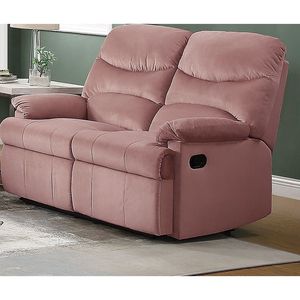 Lussuoso rosa Blush velluto 2 posti reclinabile manuale Loveseat bracciolo peluche mobili soggiorno con movimento manuale 1pc divano - Product Image 4