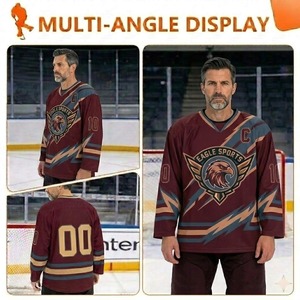 Maillots de hockey OEM de haute qualité sublimés 100% polyester, uniforme de hockey sur glace en mesh, respirant, séchage rapide, imperméable, pour adultes - Product Image 2