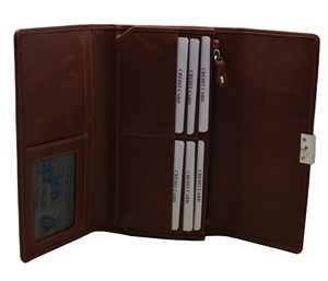 Handmade Premium Quality Genuine Leather Women's <b>Wallet</b> Button Closure Polyester Lining Vintage <b>Trifold</b> RFID Blocking Long - Product Image 4
