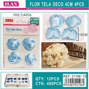 Fleur décorative en tissu Ilan 4 cm 4 pièces bleue pour la décoration de la maison - Product Image 3