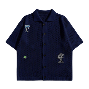 Chemise en flanelle tricotée vintage pour homme, de haute qualité, à carreaux, respirante, brodée, texturée, à manches longues, boutonnée, décontractée, très vendue - Product Image 1