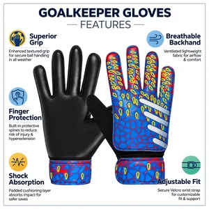 Guantes de Portero Profesionales Personalizados al por Mayor de Racbo Impex, Látex de 4 mm, Protección para los Dedos, Antideslizantes, Cierre de Gancho y Bucle - Product Image 4