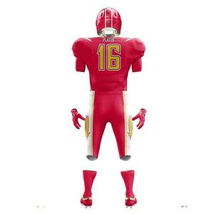 OEM Men's Solid Pink Color American Football Jersey Set Custom Printed Name Number V-Neck Short Sleeve Fitted Football Uniform - Product Image 6