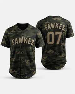 Fawkes Maillot de baseball pour homme, imprimé camouflage, manches courtes, évacuant l'humidité, respirant, coupe régulière, vêtements de sport toutes saisons - Product Image 2