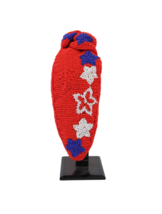 Diadema Elegante con Cuentas en Forma de Estrella para Mujeres y Niñas, Color Rojo para el Día de América, Hecha a Mano, Acolchada, para Regalos de Días Nacionales - Product Image 1