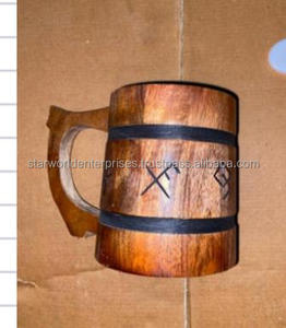 Tasses en bois d'acacia pour l'eau de thé de café de Dirking avec la tasse de bière en bois de style de fantaisie avec la poignée disponible au prix export - Product Image 5
