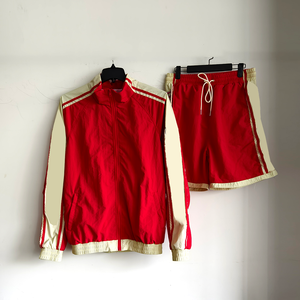 Conjunto de pantalones cortos unisex de verano para hombre, 100% poliéster, con cremallera, cortavientos, conjunto deportivo para correr. - Product Image 2