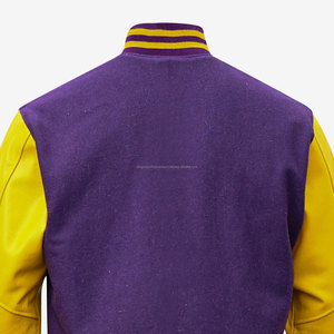 Chaqueta universitaria de alta calidad para hombre, chaqueta universitaria con mangas de cuero de lana bordada de chenilla, chaqueta universitaria con letras de béisbol púrpura personalizada - Product Image 3
