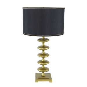 Lámpara de Mesa Contemporánea con Diseño de Disco 16x16x29.8 en Dorado y Negro - Product Image 1