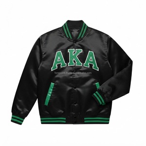 Chaquetas Bomber de Satén de Seda con Letras Griegas AKA, Chaqueta Universitaria Bordada con el Escudo de Alpha Kappa Alpha, Chaqueta de Sororidad - Product Image 1