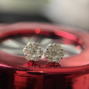 IGI Certified Lab Grown Bridal Jewelry Diamond <b>Earrings</b> 14K White Gold Floral Cluster 0.80 Carat Wedding Studs Party Engagement - Product Image 5