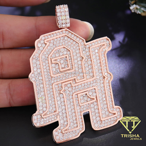 Colgante de Lujo Personalizado con Inicial PH, Diamante Moissanita, Plata de Ley 925, Tono Oro Rosa, Accesorio de Destaque para Importadores - Product Image 5