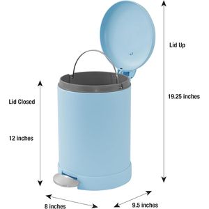 Cestino per Rifiuti in Acciaio Inox Rotondo da 1,2 Galloni, Piccolo Contenitore Metallico con Coperchio a Chiusura Morbida e Pedale - Product Image 2