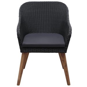 Ensemble de 2 fauteuils de jardin en rotin PE noir avec housses amovibles standard - Product Image 3