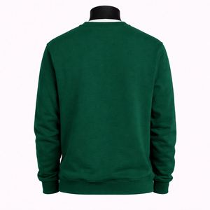 Sudadera de Cuello Redondo Verde para Hombre, Corte Regular, Tejido de Punto, Color Sólido, Estilo Casual, Manga Larga - Product Image 3