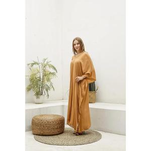 Vestido Maxi Boho con Cuello en V y Mangas Murciélago, Corte Holgado, Dobladillo Asimétrico, Color Sólido, Tela Viscolose, Ropa Casual de Verano - Product Image 5