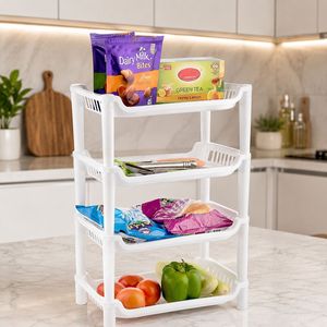 Small Space PP <b>Plastic</b> Four-Tier Rack Storage <b>Shelf</b> Organizer Compact Lightweight - Product Image 1