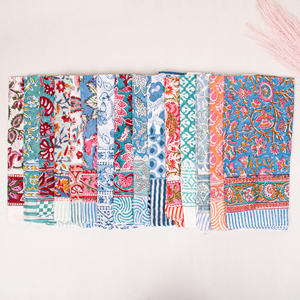 Block Printed Handmade Fashion Floral Pattern Cotton <b>Square</b> <b>Scarf</b> Ethnic Style Multicolor Multifunctional Bandana Skin-Friendly - Product Image 3