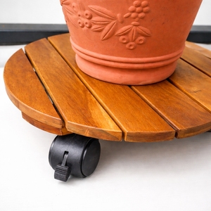 Chariot de transport de plantes vintage en bois d'acacia avec roues, 3 couches de revêtement, capacité 60 kg, pour maison et jardin, vente en gros sur mesure - Product Image 4