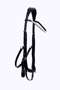 Brida de cuero inglés premium para caballo con frontal de cristal de diamantes de imitación, narquileras acolchadas y riendas de goma - Product Image 5
