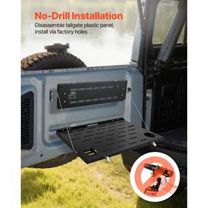 Table pliante Molle pour Ford Bronco 2021-2025, capacité de charge de 88 lb, acier au carbone, étagère de rangement de cargaison pour porte arrière - Product Image 6