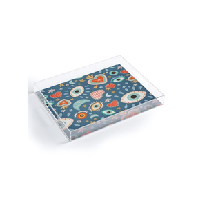 Attractive Flower Printed Acrylic Serving Tray For Guest Room Coffee Tea Mug & Dessert <b>Cookies</b> Serving Tray - Product Image 5