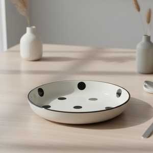 จานข้าวเซรามิกคุณภาพพรีเมียม 3460900-20 ขนาด 8 นิ้ว ลายวงกลมสีดำ - Product Image 3