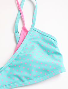 Ensemble de bikini double couche pour femmes, à pois, avec bretelles halter, vêtements de plage, OEM, sur mesure, en gros - Product Image 4