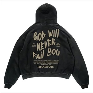 Sweat à capuche vintage délavé pour hommes de haute qualité 100% coton personnalisé Stone Wash imprimé motif solide sans ficelle col à capuche pour l'hiver - Product Image 4