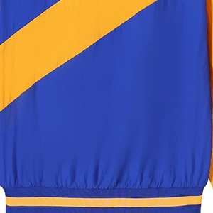 Chaqueta Casual Impermeable de Talla Grande con Bloques de Color Azul Rey y Amarillo Brillante, Cierre Frontal con Cremallera y Cuello Alto, Estilo Urbano Ligero - Product Image 4