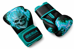 Guantes de Boxeo Negros Premium IBERIA con Estampado de Calavera, Guantes de Entrenamiento de Cuero PU, Logotipo Personalizado OEM, Equipo Deportivo al por Mayor - Product Image 4