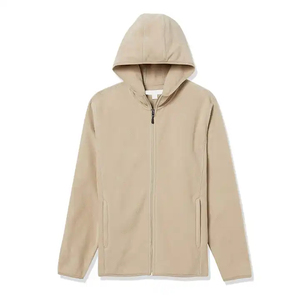 Chaqueta de Forro Polar con Capucha para Hombre, Corte Regular, Color Sólido, Cierre Frontal con Cremallera, Estilo Casual, 100% Poliéster, Diseño Transpirable de Punto - Product Image 2