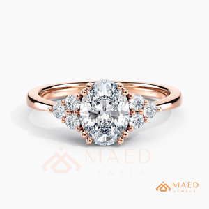 Bague à trois pierres pour femme, plaquée or rose, bijou de luxe pour fiançailles, mariage, fête, élégant pour le quotidien - Product Image 5
