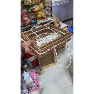 Handwoven Natural Jute Rope <b>Gift</b> Hamper <b>Basket</b> With Sturdy Metal Frame Eco-Friendly Round Storage Organizer For Weddings - Product Image 4