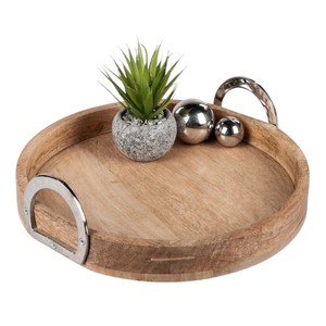 Bandeja de servir redonda, bandeja de madera para regalar, para decorar, para cortar verduras, organizador de frutas - Product Image 3