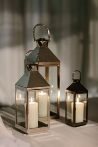 <b>Brass</b> <b>Lantern</b> Candle Holders Set of 4 Mirrored Glass Wedding Home Decoration Durable Metal <b>Lanterns</b> - Product Image 6