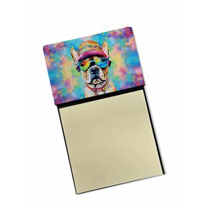 Almohadillas autoadhesivas para notas Bulldog francés, diseño Hippie Dawg, dispensador recargable y tarjetero, Accesorios de escritorio en blanco - Product Image 1