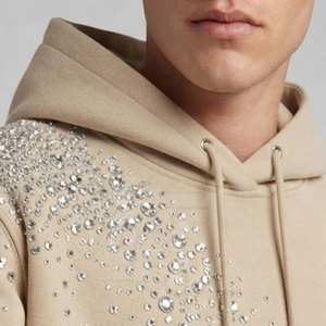 Sweat-shirts tendance avec strass et décorations, tissu confortable, sweat-shirt à capuche basique en coton mélangé pour hommes - Product Image 6