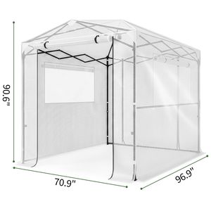 Serra Pieghevole 8x6ft in Rete PE con Struttura in Ferro Verniciato Bianco e Tettoia in Plastica per Giardino e Coltivazione - Product Image 2