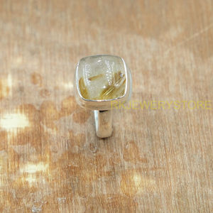 Anillo de Cuarzo Rutilado Dorado, Anillo de Plata de Ley 925, Anillo de Declaración, Anillo de Promesa para Ella, Anillo de Piedra Dorada, Regalo de Navidad para Esposa - Product Image 5